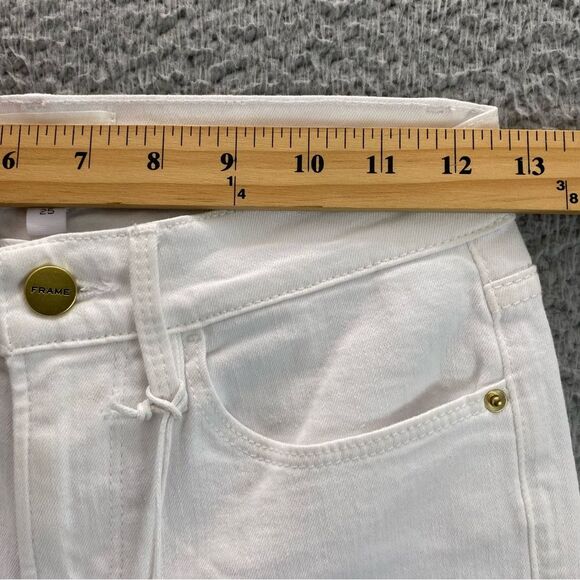 Frame Denim Le Skinny de Jeanne Women's White Mid-Rise Ankle Jeans | Size: 25 - Picture 8 of 16